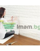 Самозалепващ 3D тухлен тапет бял цвят